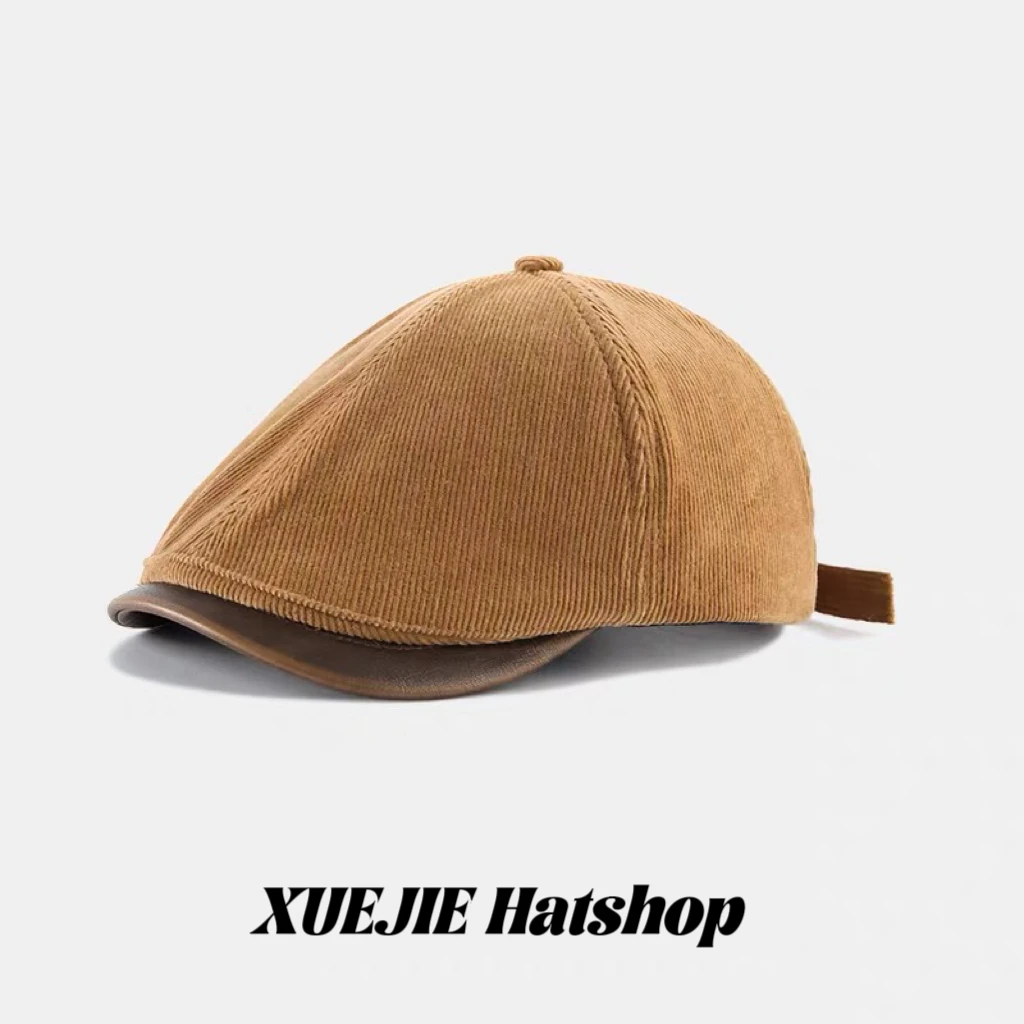 25s 秋冬大头围灯芯绒前进帽英伦复古时尚报童帽日系休闲文艺帽子