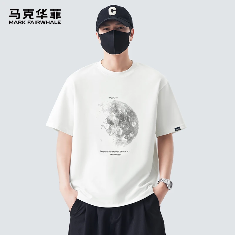 MARK FAIRWHALE/马克华菲设计款潮印花短袖t恤液氨棉薄款冰感半袖