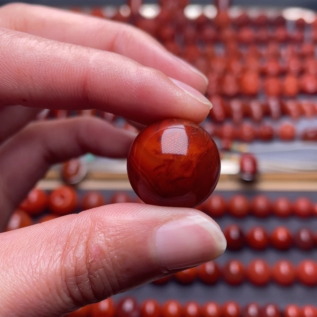 南红玛瑙未镶嵌其他W18➕原矿瓦西牛血火焰圆珠