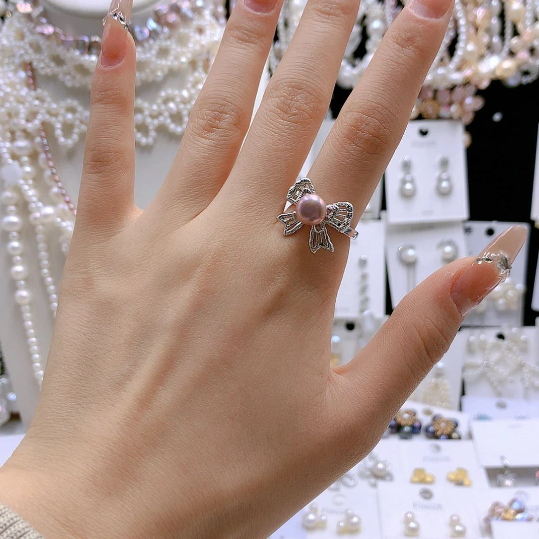 银S925镶嵌耳饰淡水珍珠