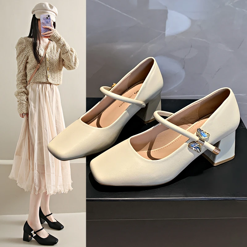 法式气质玛丽珍鞋女2025春季新款小香风配裙子小皮鞋通勤百搭单鞋