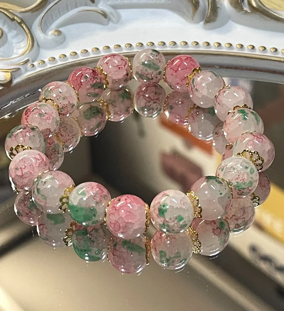 合成金属琉璃手链 【手串推推乐】diy樱花琉璃手串气质ins风白月光