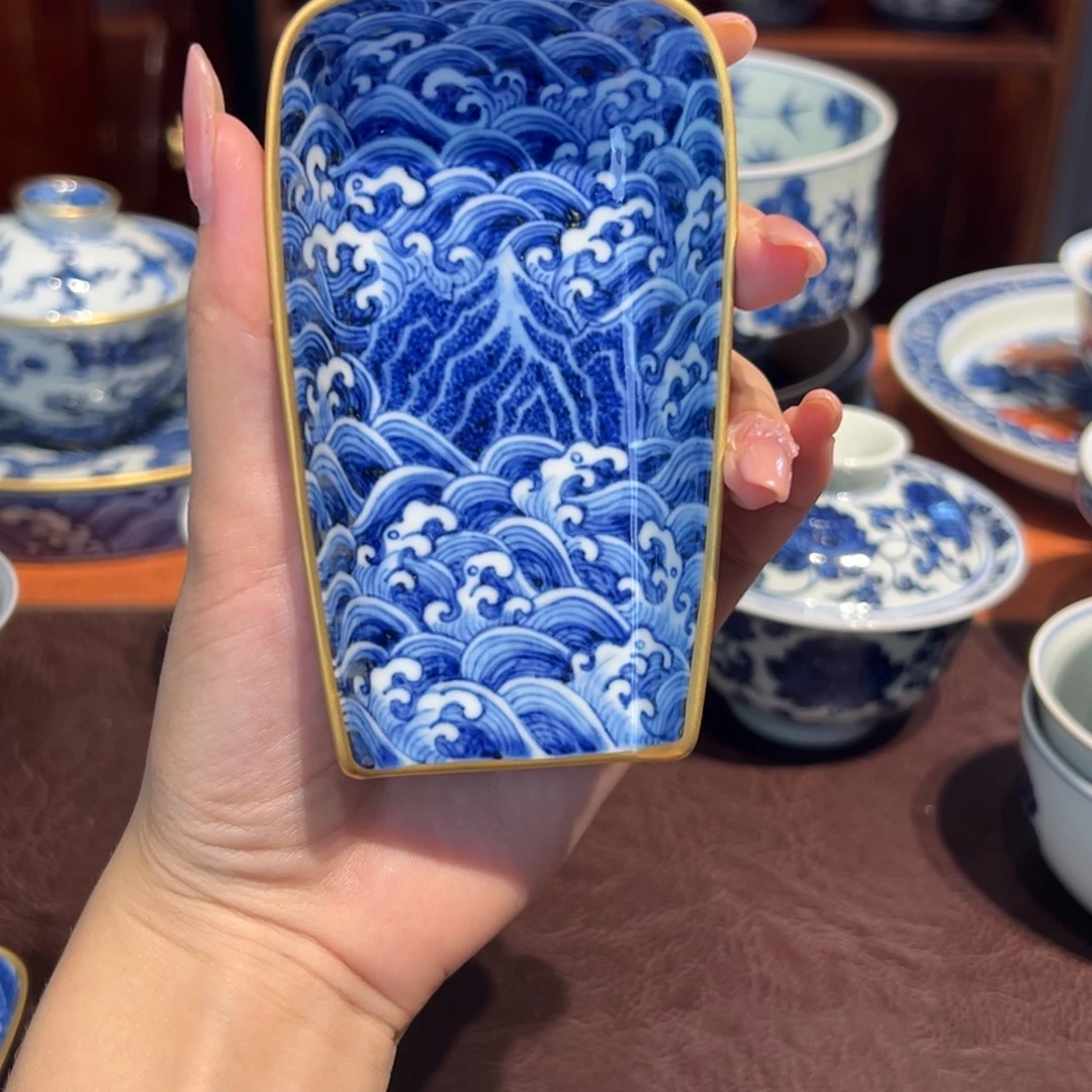 青花雯华堂手绘杯杯