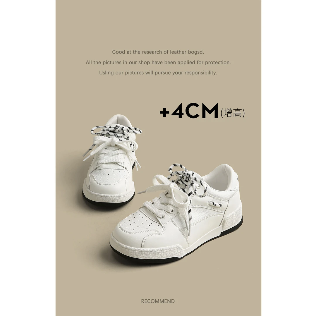 TOUCH MISS真皮小白鞋女2025新款夏季增高透气不闷脚软底百搭板鞋