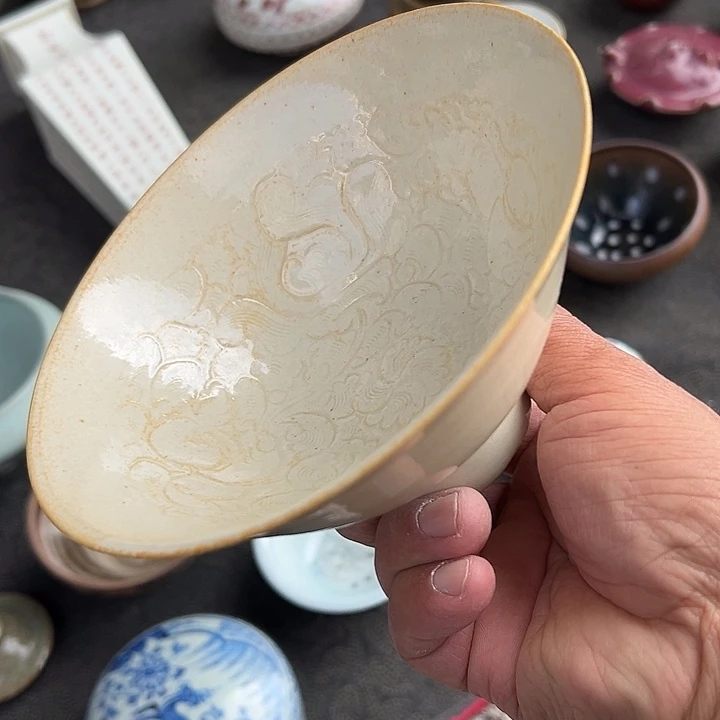 瓷摆件全品相影青朝高是碗一个