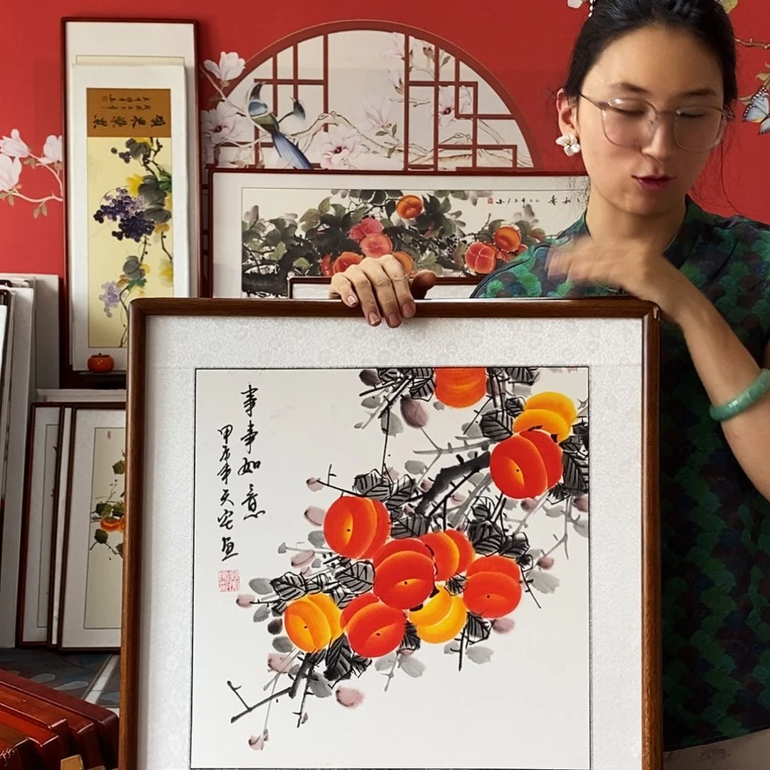 国画手写手绘带框包邮52✖️52国画作品