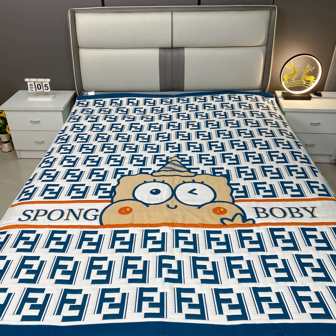 1米5×2米卡通可爱F格宝宝纯棉纱布4季被单人被可机洗水洗