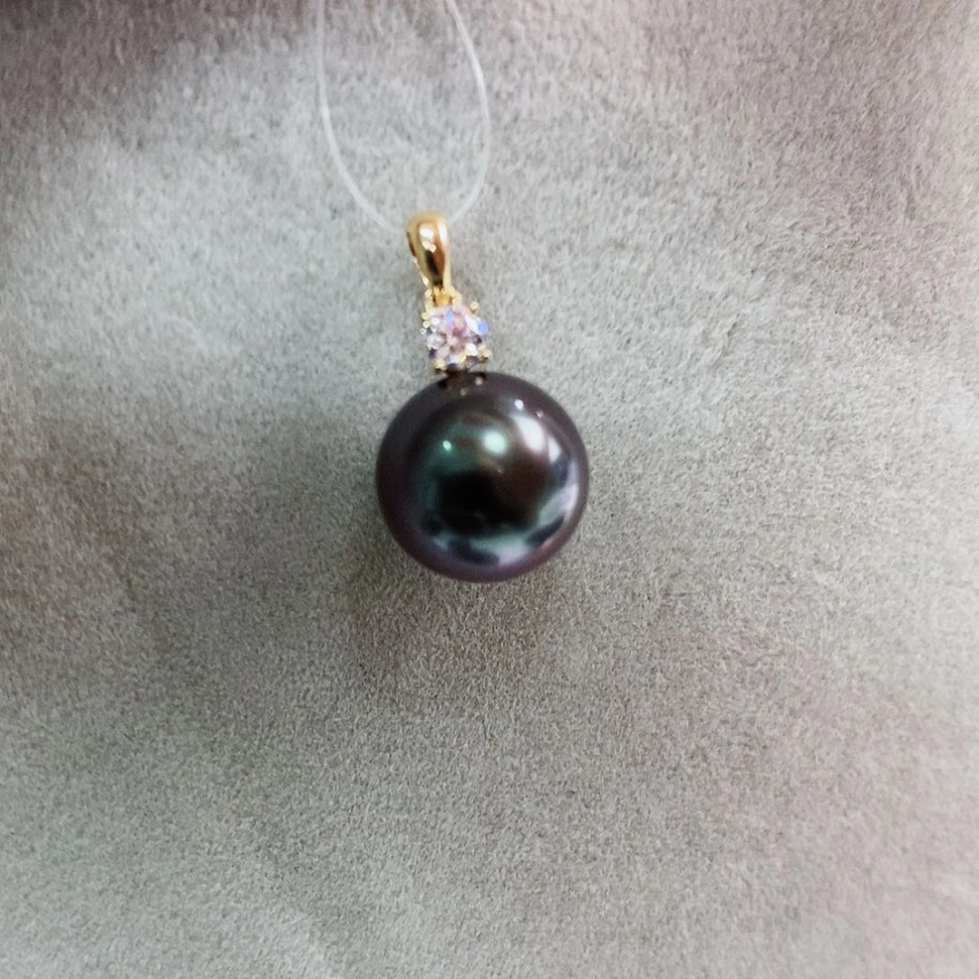 吊坠(不含链)18K金镶嵌海水珍珠10-11