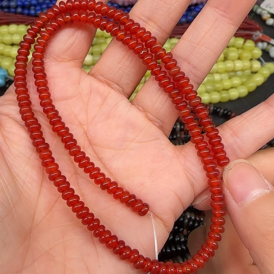 玛瑙/玉髓合金珠宝半成品红玛瑙算盘4mm一条