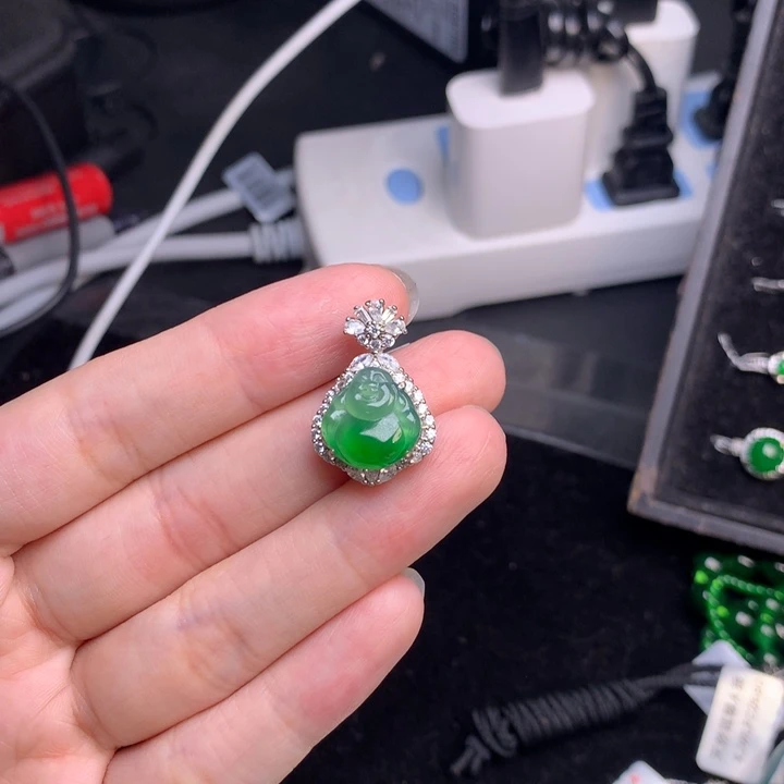 【闪购商品】翡翠银S925镶嵌吊坠(不含链)