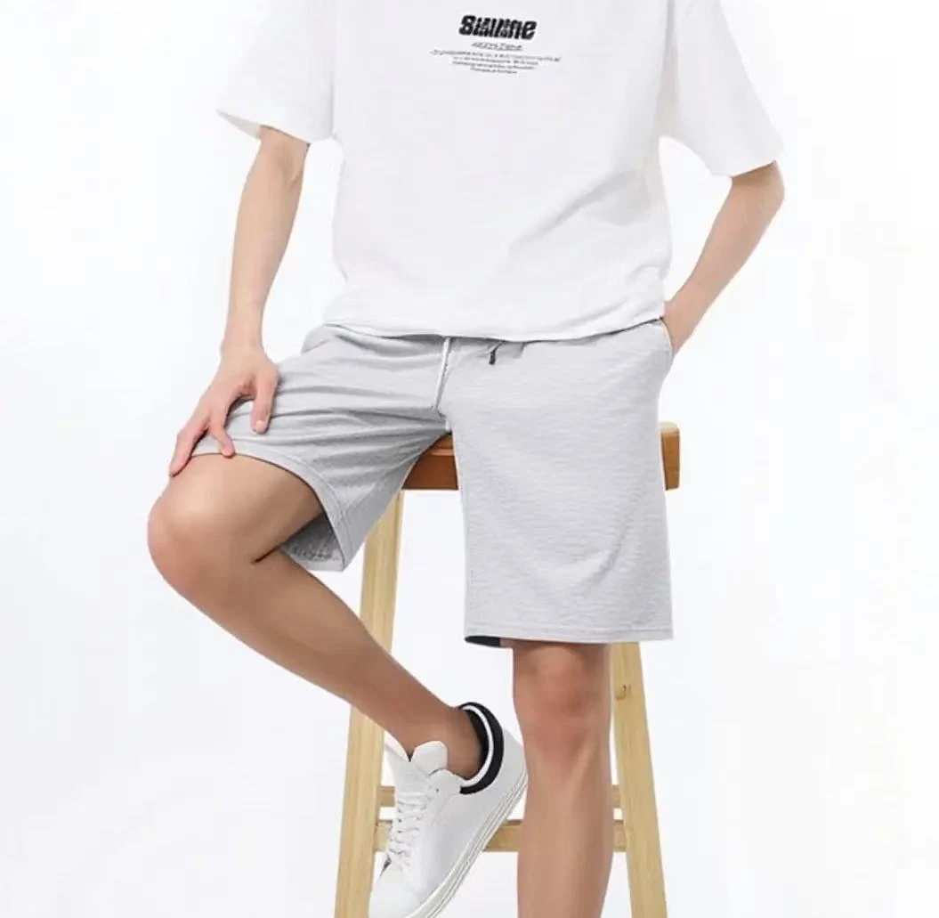 男士纯色简约风休闲裤夏季五分裤速干简约短裤针织舒适空气裤526