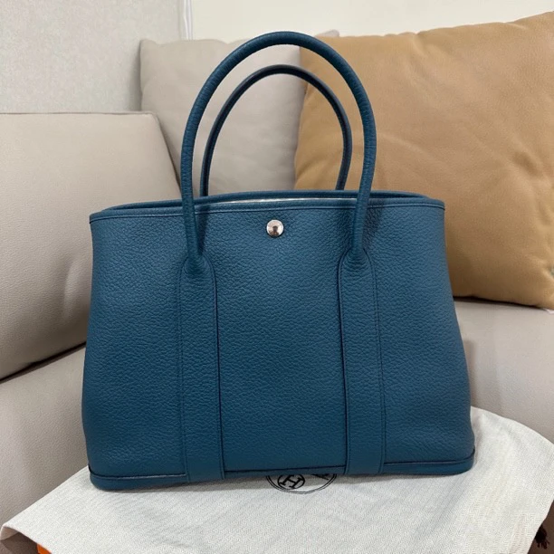 99新 Hermes/爱马仕 爱马仕风暴蓝花园36手提包