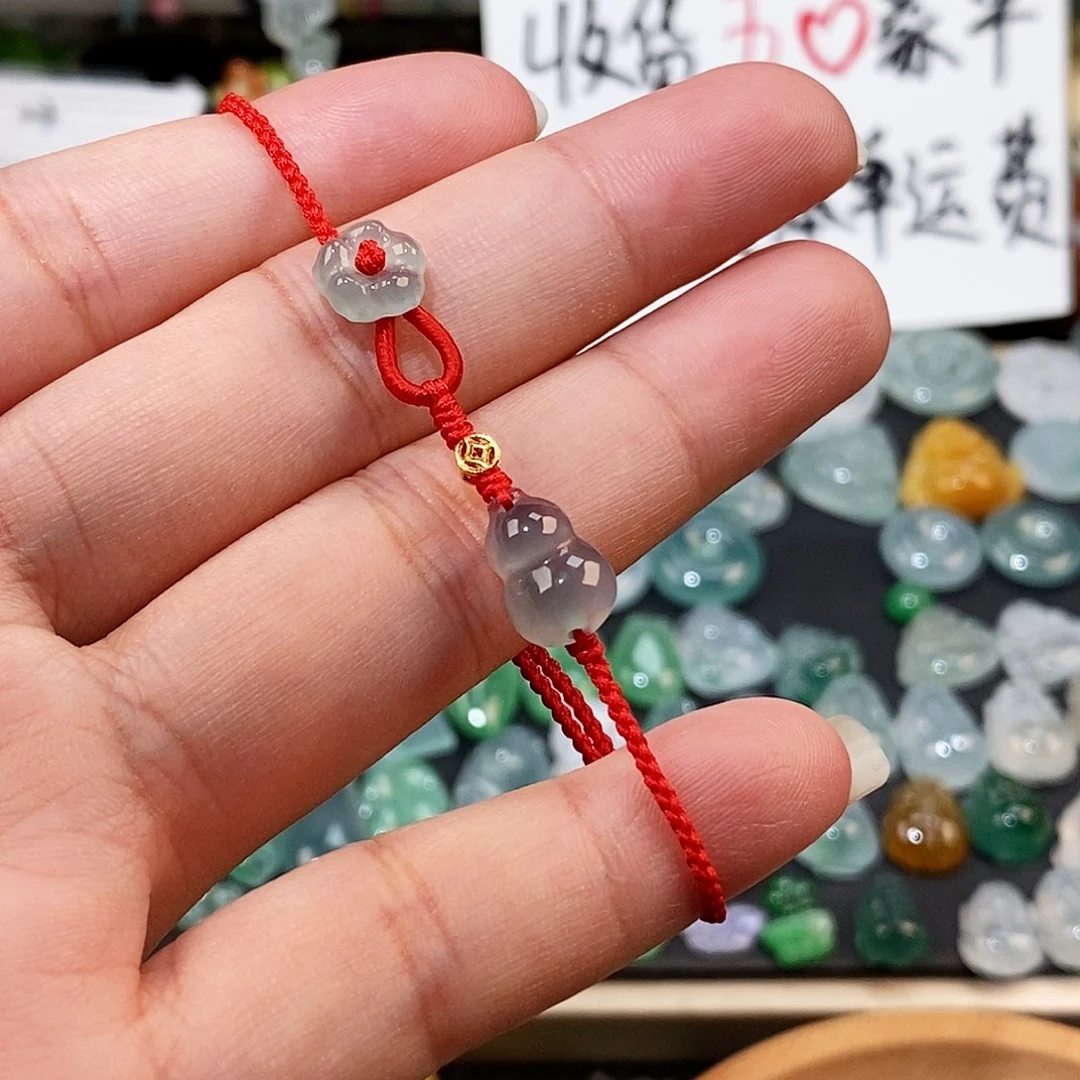 翡翠未镶嵌颈饰冰种葫芦手绳15