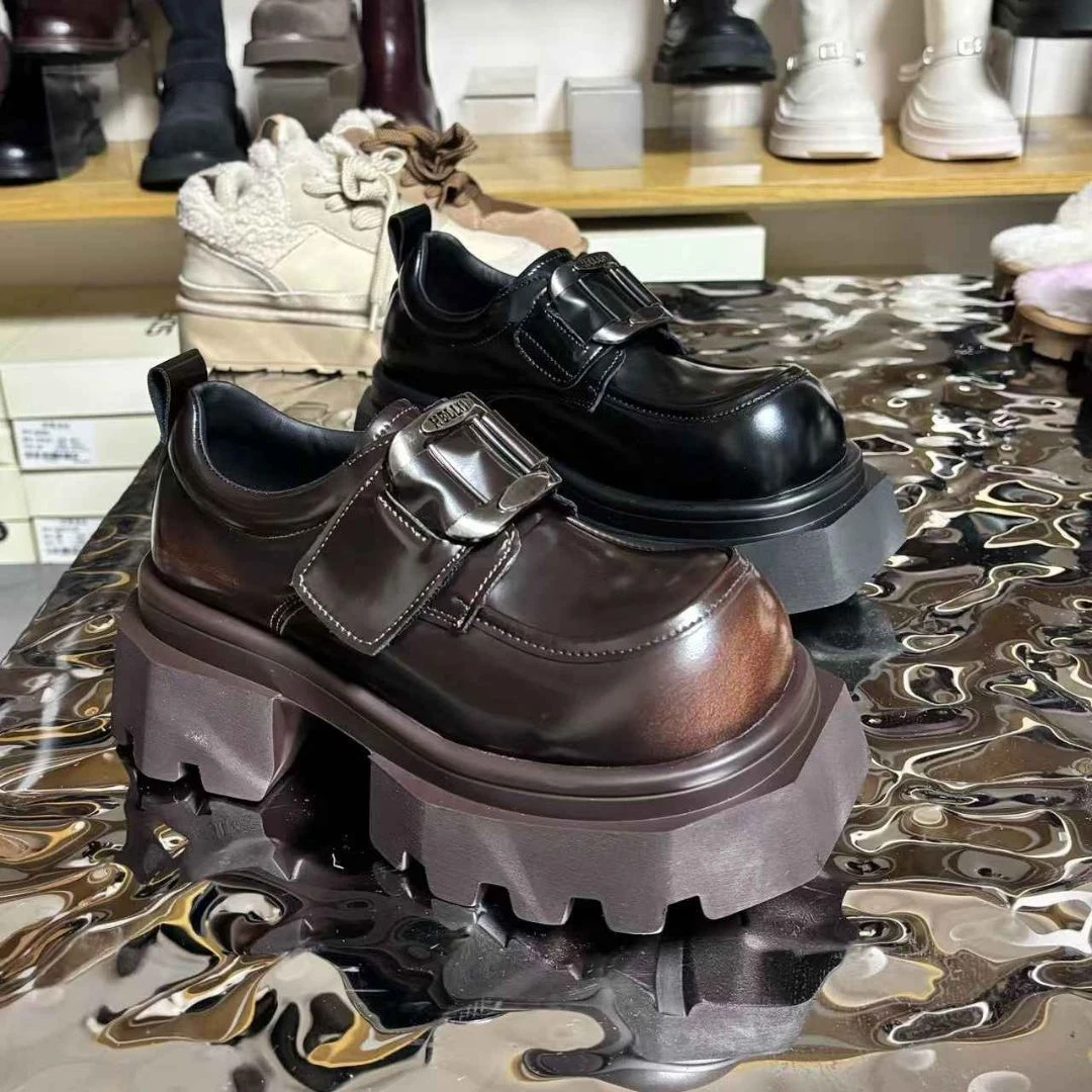 【苏蒂苏拉SDSL】162-10欧货厚底小个子增高单鞋英伦乐福鞋时尚女鞋