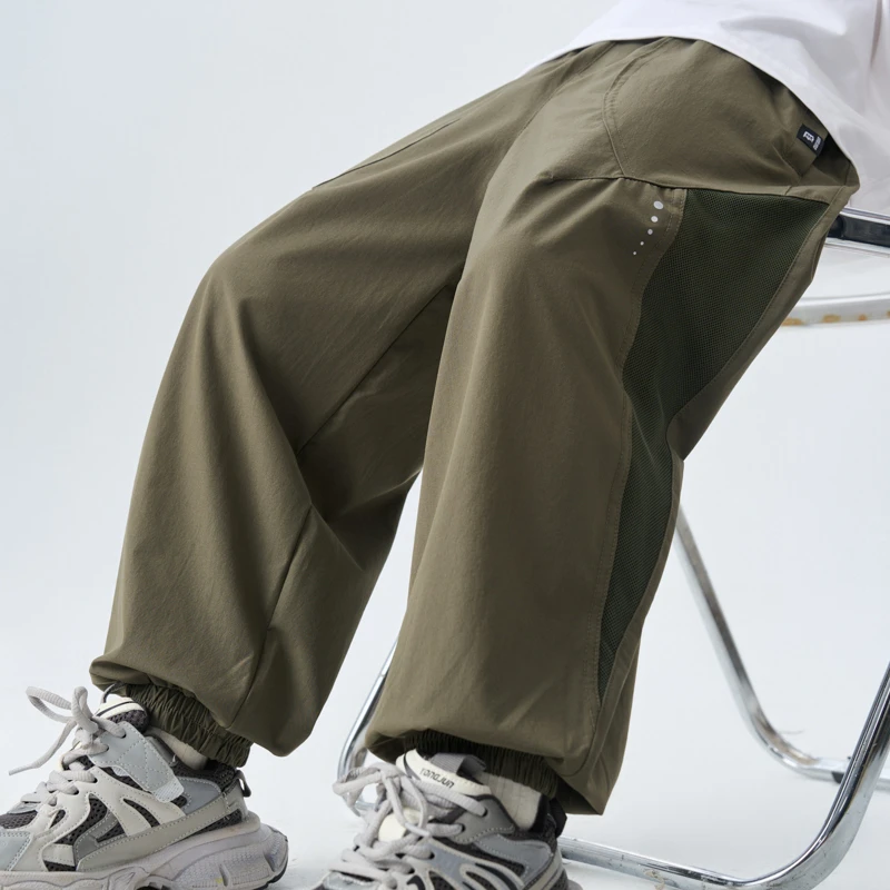 男童拼接网眼裤春夏新款中大童速干透气防蚊裤束口休闲运动潮酷