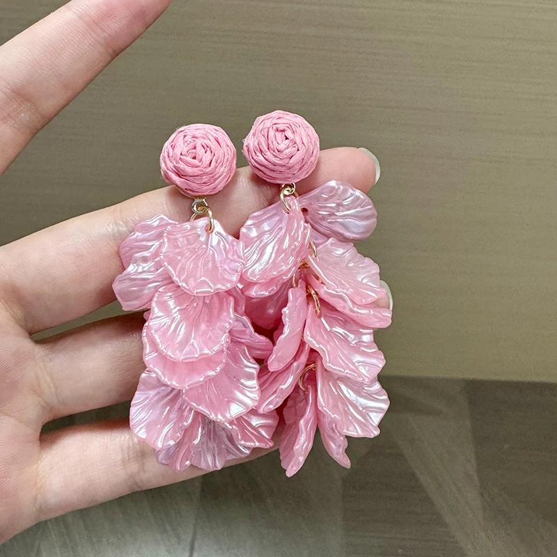 非金属仿珍珠耳饰 2025新款耳环韩版韩式甜美超仙植物花卉女耳饰