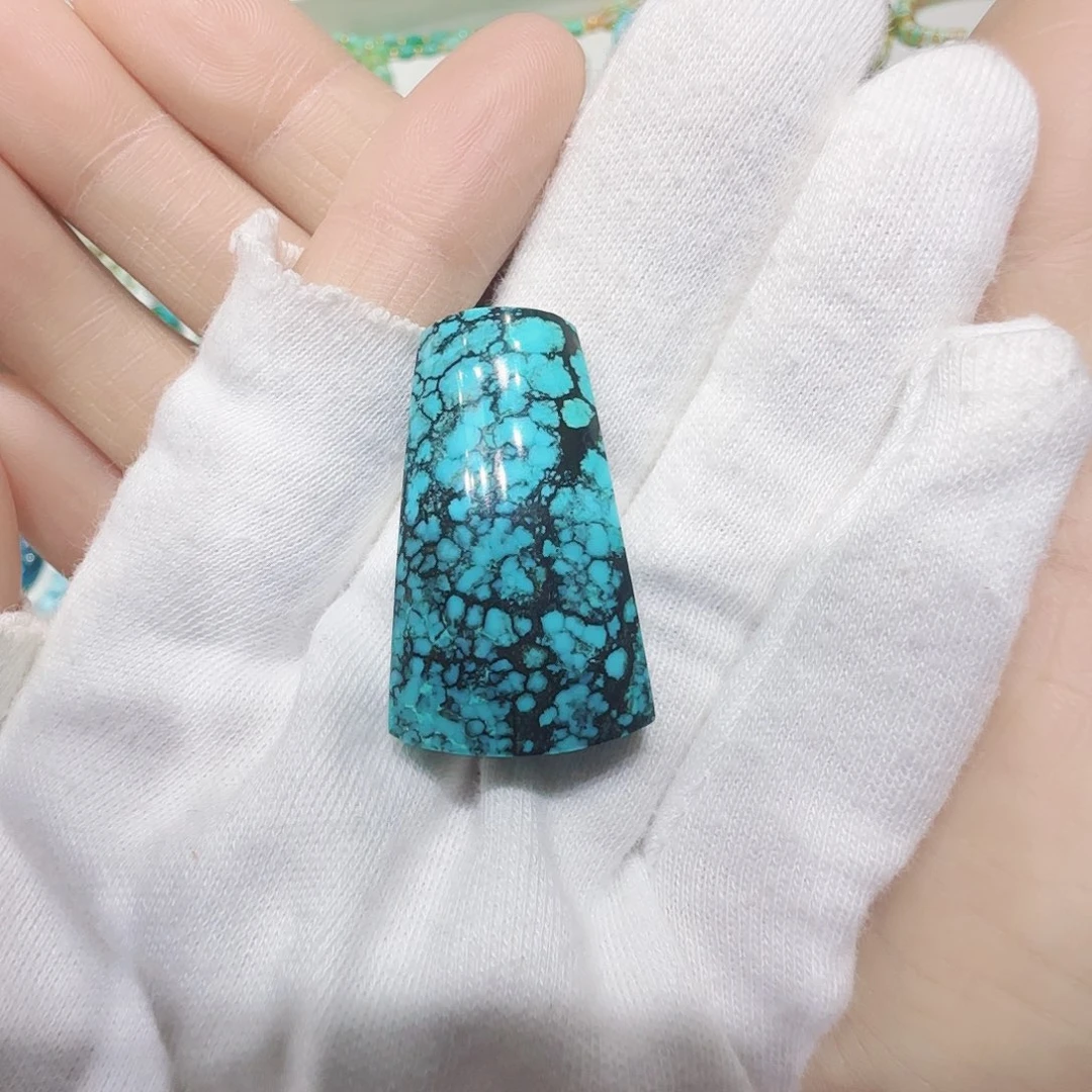 绿松石银S925镶嵌原矿绿松石