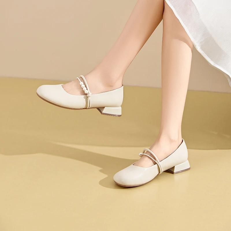 法式玛丽珍女鞋2025年春季新款小皮鞋一字带粗跟浅口单鞋