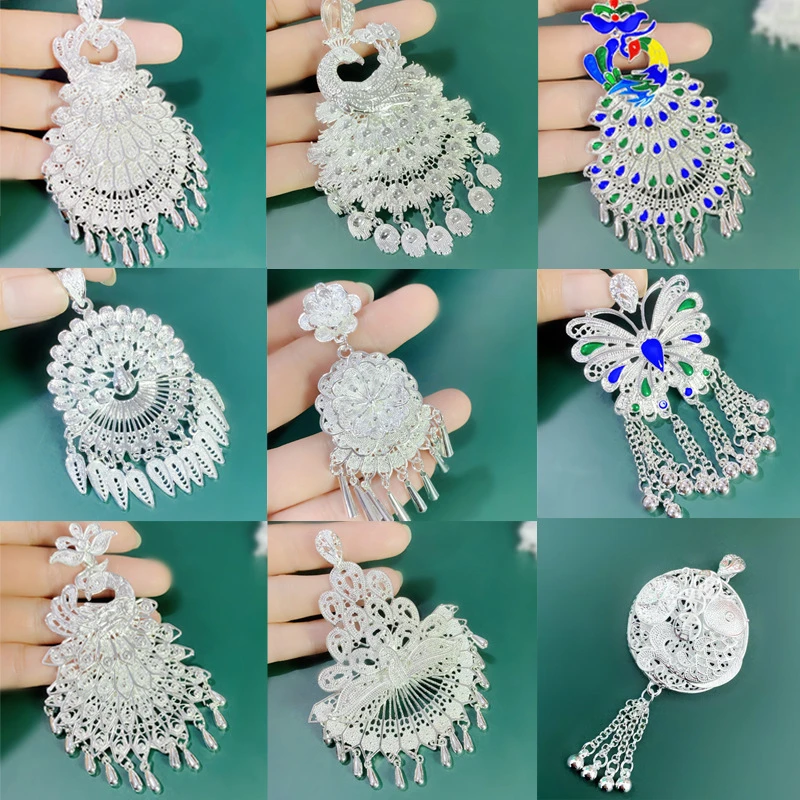 新款贵州蜡染冰箱贴配件少数民族文创饰品配件孔雀吊坠蝴蝶吊饰