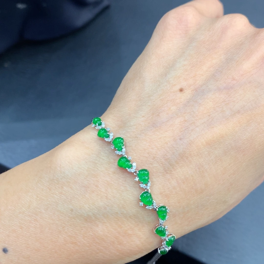 翡翠18K金镶嵌手链