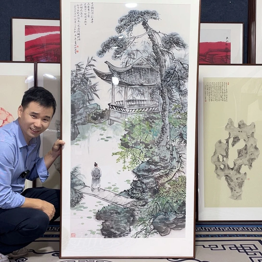 国画手绘画作品带框80/160