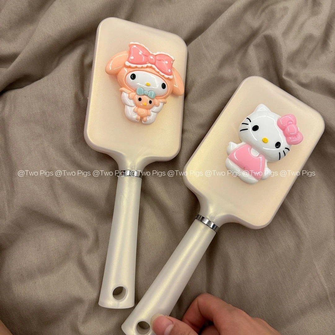 ins可爱卡通KT猫梳子粉色便携防静电塑料梳子多用气囊按摩梳子F