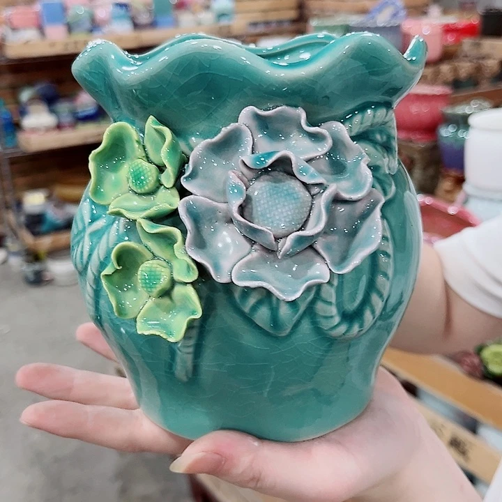 有孔.凑单10元陶瓷花盆发货！