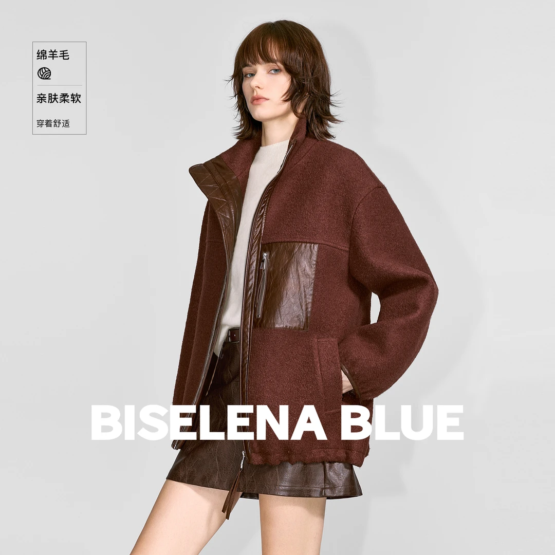 贝茜妮复古机能感撞皮料外套女2025年冬季新款宽松百搭设计感上衣