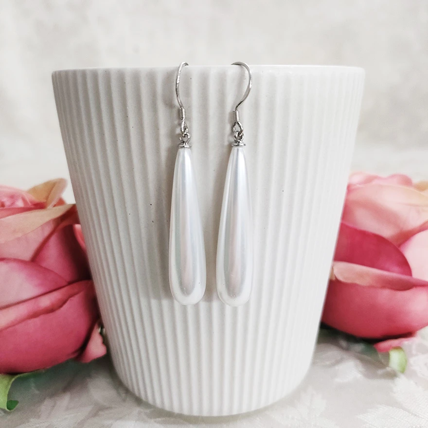 铜合金仿珍珠耳饰 气质百搭白色珠珠耳环2689