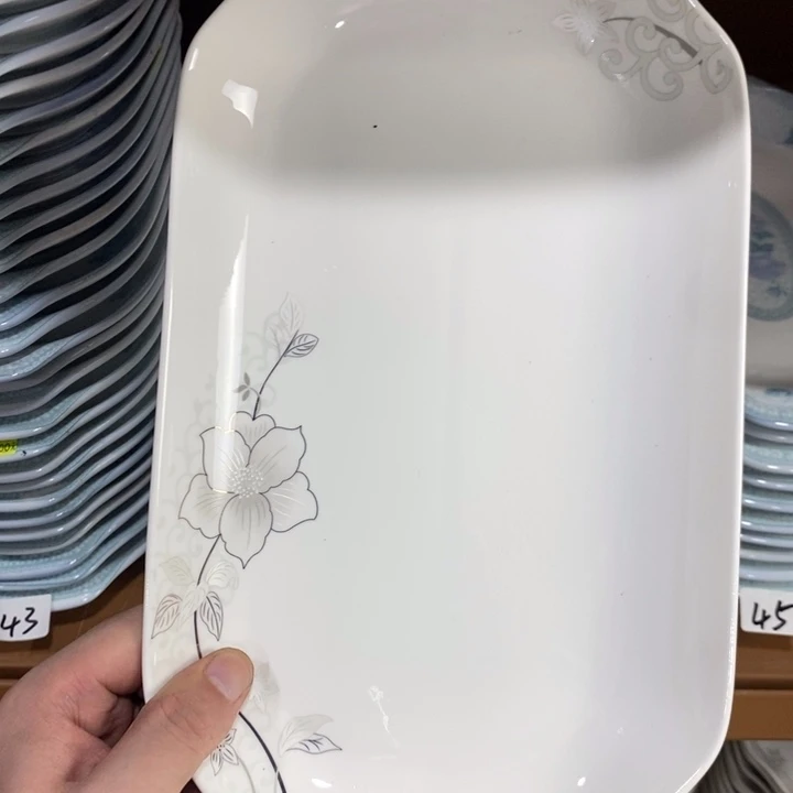 陶摆件44号2个装115英寸渐变金白花深鱼盘