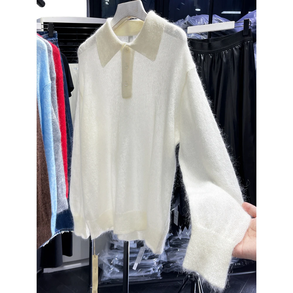 真心舒服！巨推荐！高级感翻领毛衣时尚针织衫女显瘦秋冬季慵懒上衣