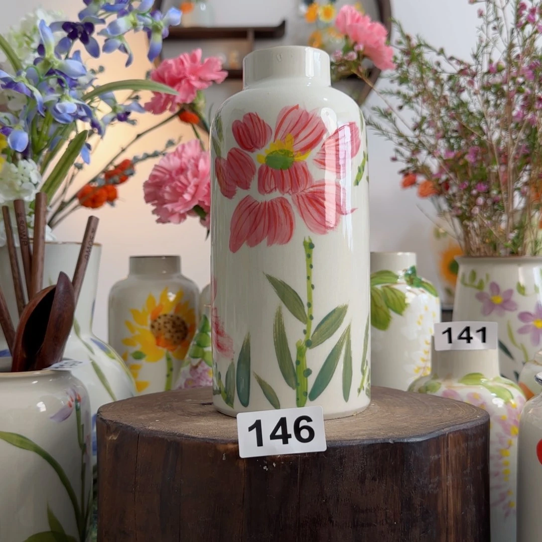 摆件景德镇陶瓷手绘小花瓶摆件无孔