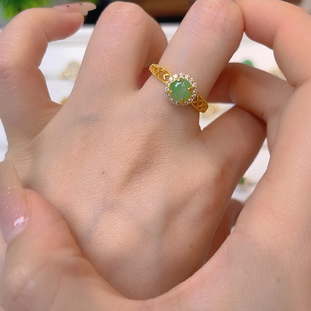 翡翠戒指银S925镶嵌