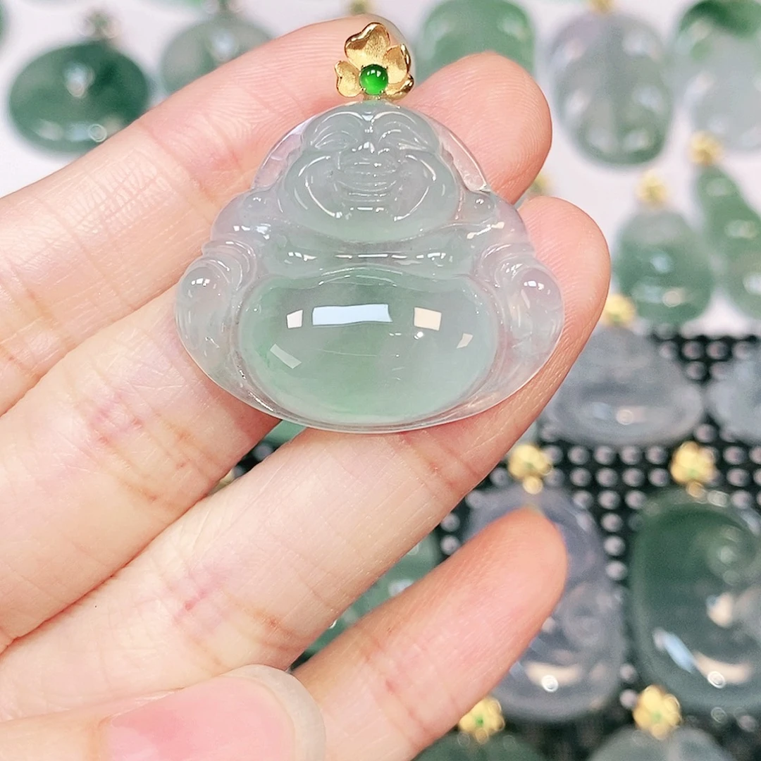 不***财翡翠18K金镶嵌吊坠(不含链)