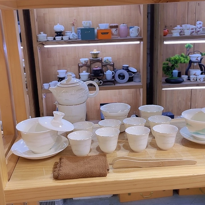 水墨千里羊脂玉套装