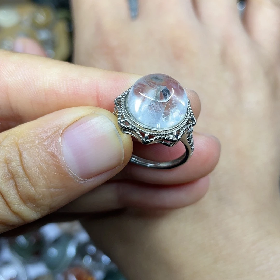 【闪购商品】银S925镶嵌珠宝半成品水晶戒指