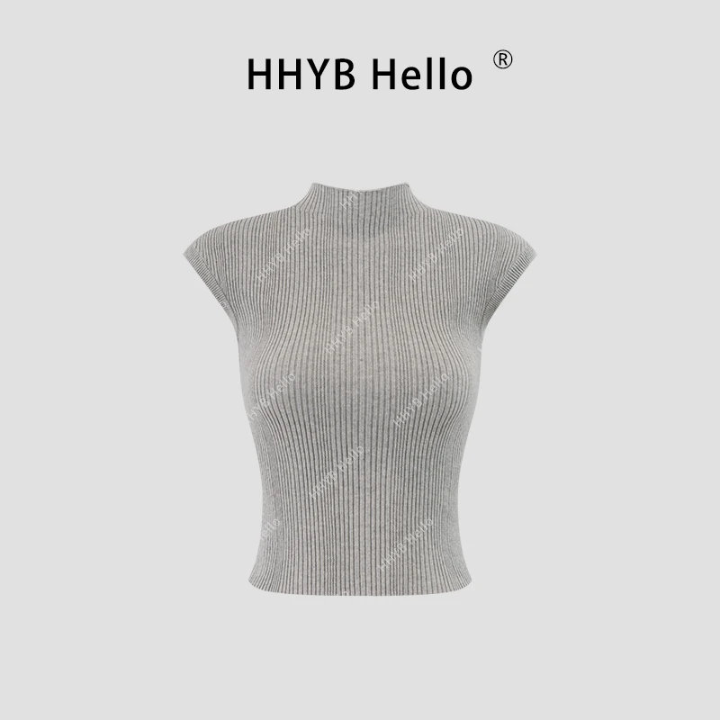 HHYB Hello【2025春季新款】半高领坎肩百搭无袖内搭打底针织衫M977
