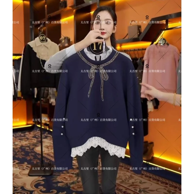 【Linda专属】【17】设计蕾丝休闲百搭宽松加绒卫衣JC-A2481