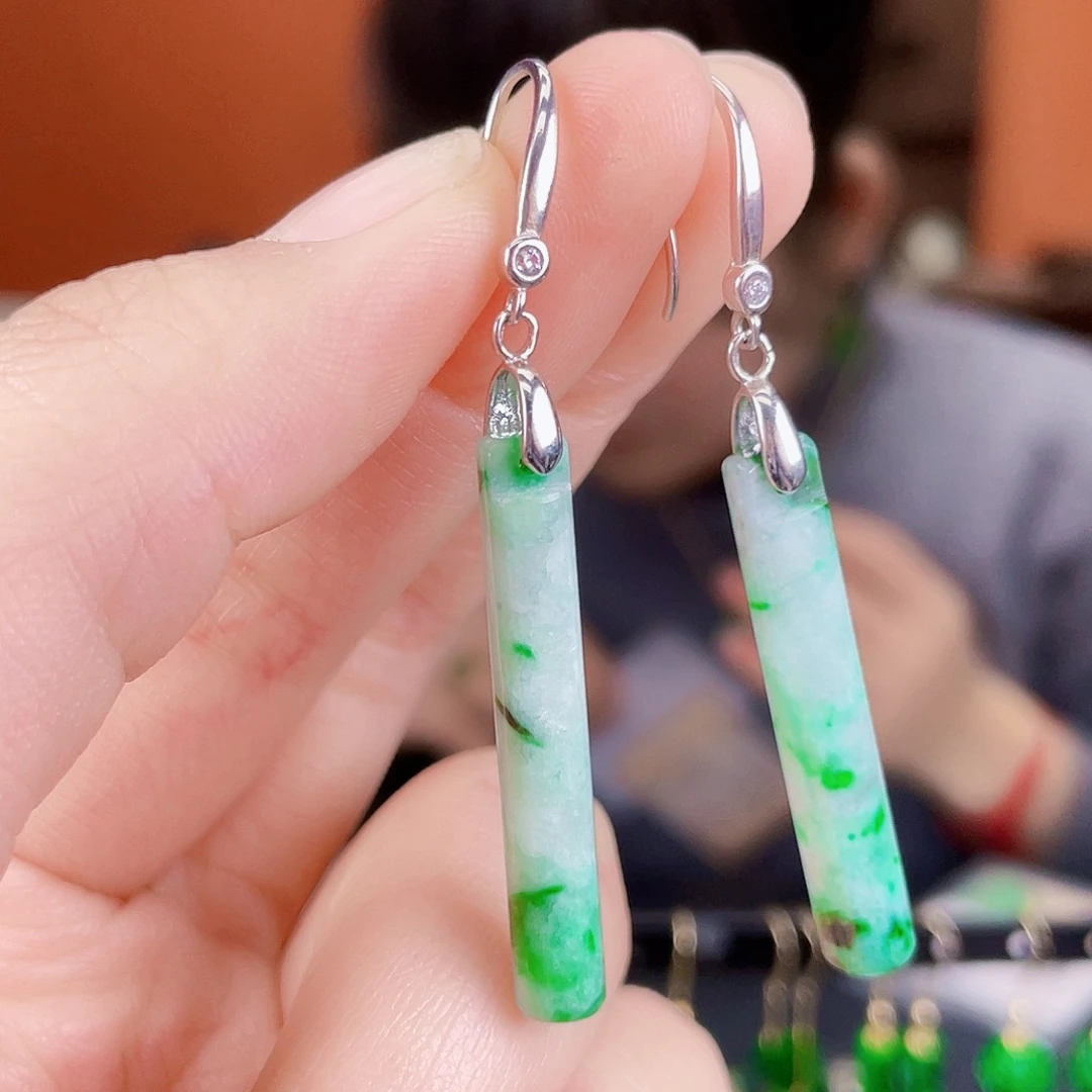 翡翠银S925镶嵌耳饰