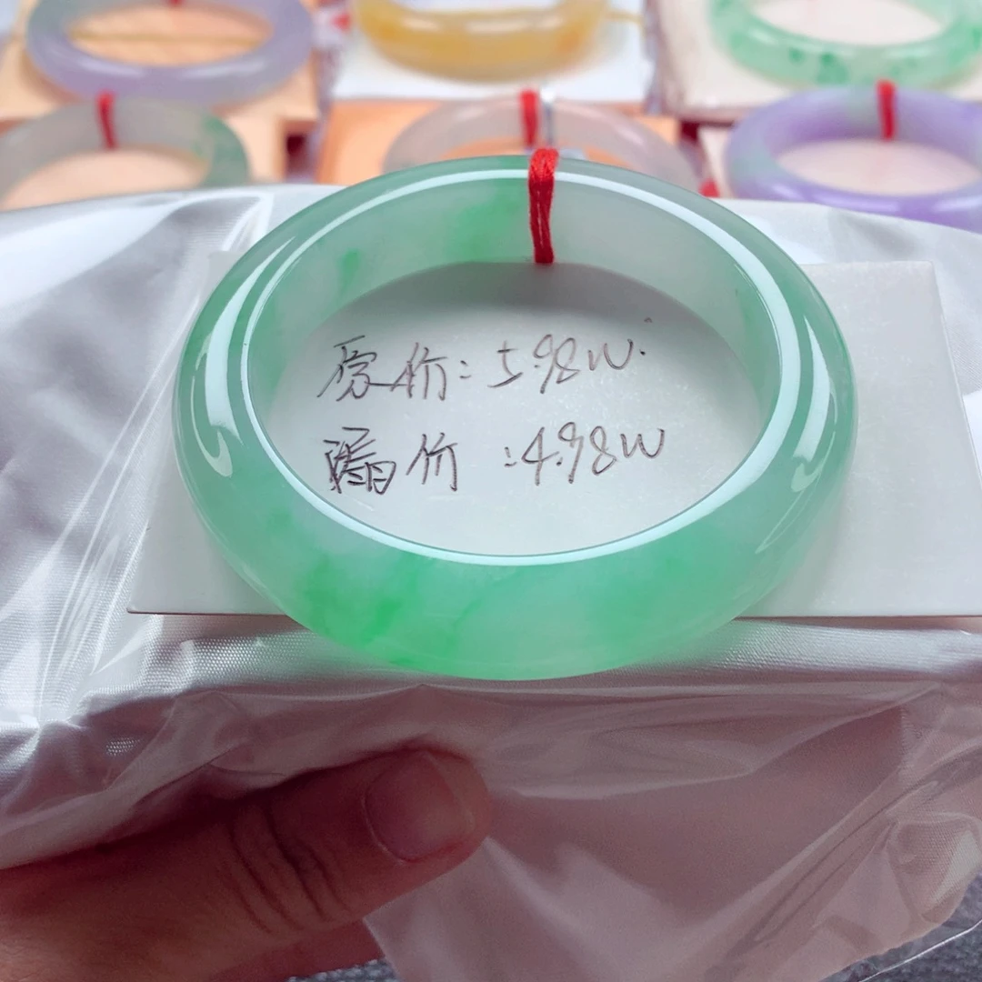 翡翠未镶嵌手镯55.3冰润起胶阳春白雪完美巨漏价A
