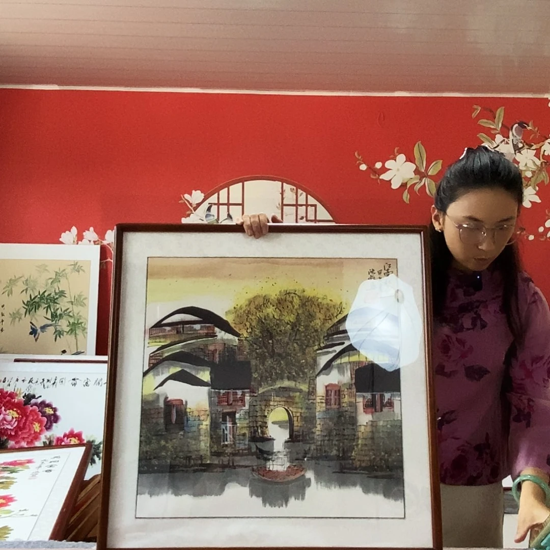 国画手写手绘带框包邮62✖️62国画作品