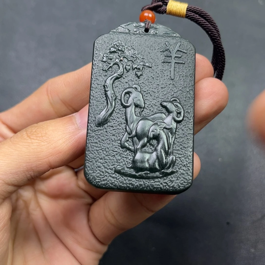 和田玉颈饰未镶嵌多样性守护神手工羊