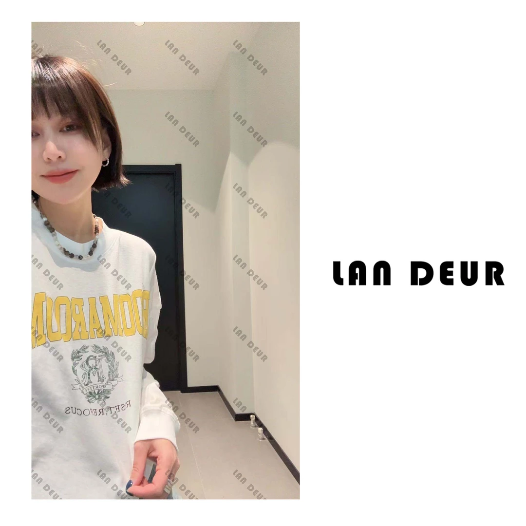 【云染和烟】小众时尚休闲圆领字母百搭长袖T恤女上衣