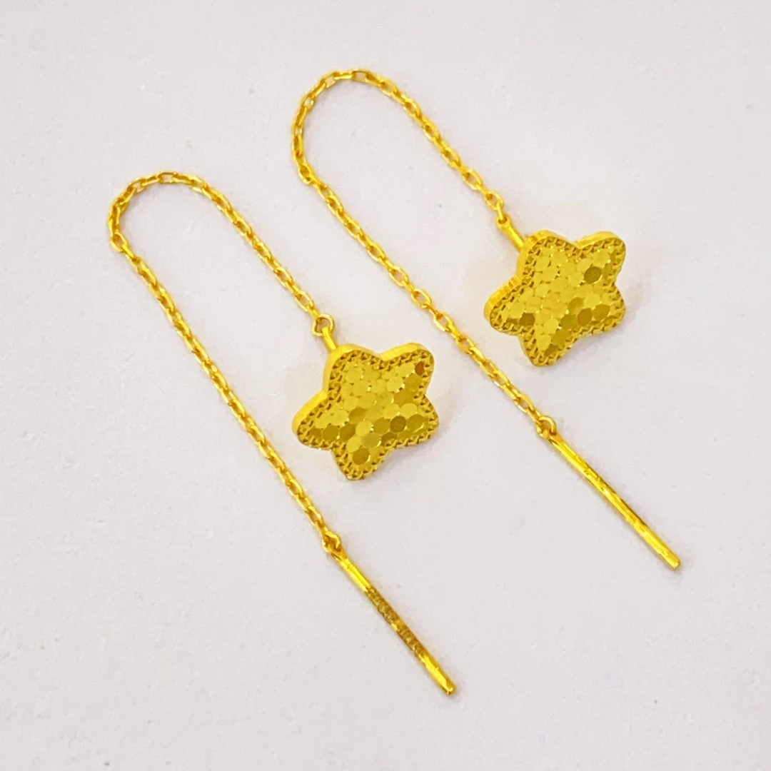足金999时尚5G工艺龙鳞五角星时尚百搭耳线耳饰1.79g