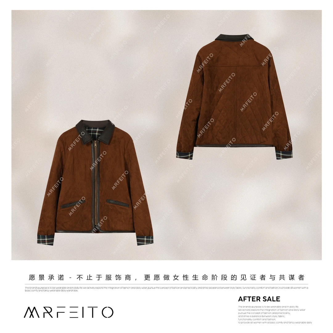 MRFEITO【叙事诗】进口超柔绵羊皮领复古拼色翻领外套H201W02D33613