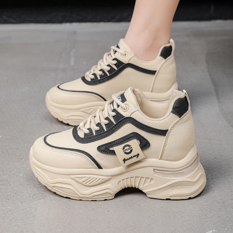 增高8cm内增高女鞋厚底老爹鞋女2025秋季新款透休闲运动跑步女鞋