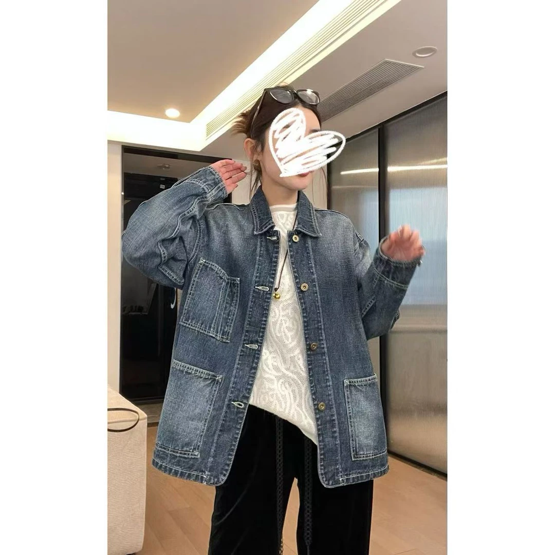 JOJO/玖了个玖 2025春 买手款三口袋翻领复古牛仔外套 2502C265
