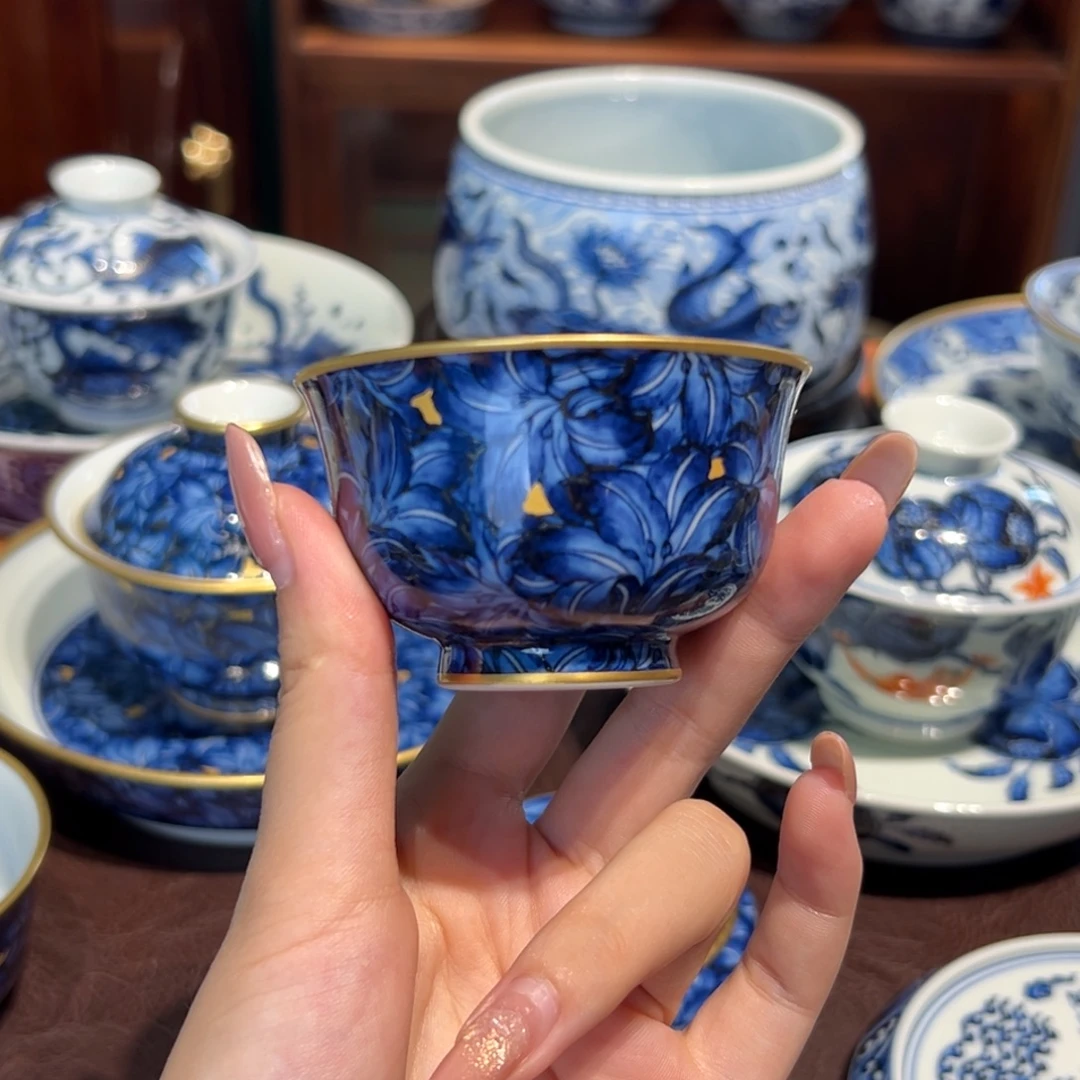 青花雯华堂手绘杯杯