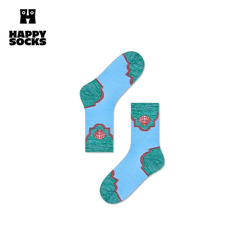 HappySocks女神系列贝壳夏季螺纹高级潮牌ins新款时尚中筒袜