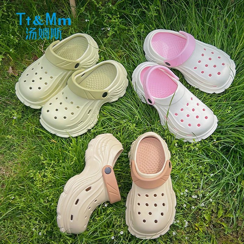 潮牌2025明星同款百搭鞋子洞洞鞋夏季新款厚底增高外穿拖鞋包脚防